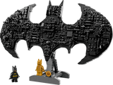 Set LEGO 76330 completo logotipo Batman negro minifiguras dorada clásica soporte

