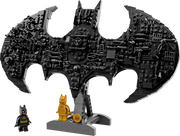 Set LEGO 76330 completo logotipo Batman negro minifiguras dorada clásica soporte
