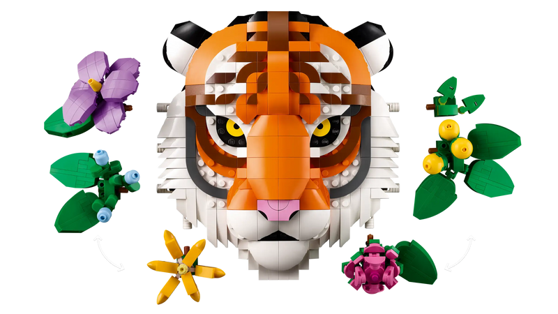 Set LEGO Art Colección Fauna Tigre con piezas de colores vivos y fondo floral