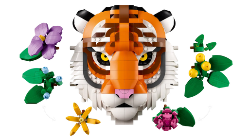 Set LEGO Art Colección Fauna Tigre con piezas de colores vivos y fondo floral