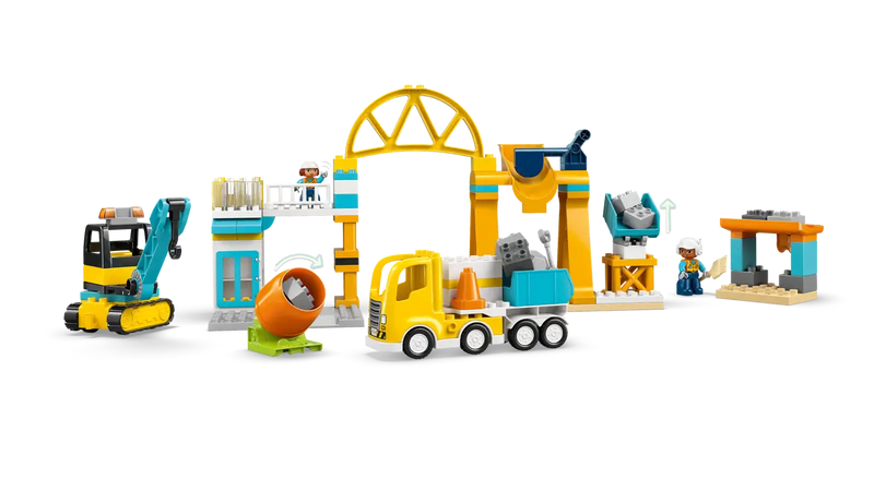 Set LEGO DUPLO 10476 con 3 vehículos de construcción, grúa, excavadora y accesorios

