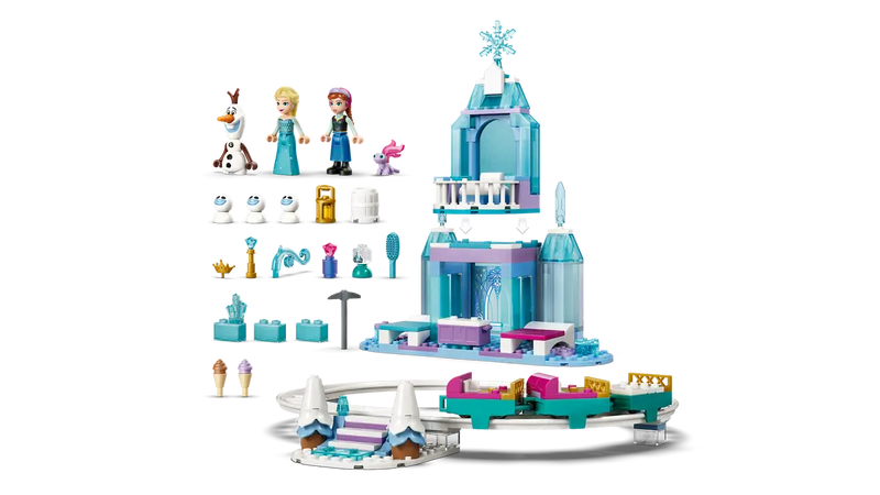 Set LEGO Frozen con castillo 2 niveles, vía trineo y 7 personajes Disney