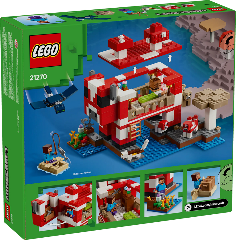 Set LEGO Minecraft 21270 Casa Champiñaca completo con todas las piezas y figuras incluidas
