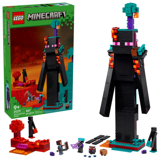 Set LEGO Minecraft 21279 con gran torre del Enderman y figuras del videojuego