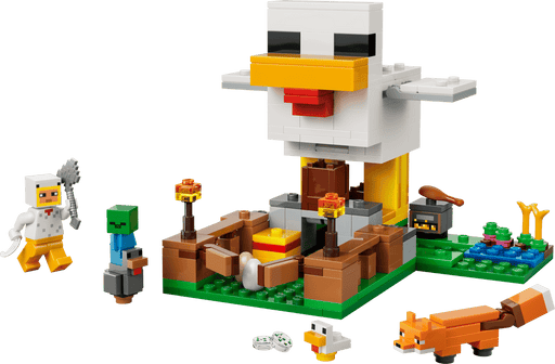 Set LEGO Minecraft Granja Pollos con gallina gigante, jugador, zombi y animales