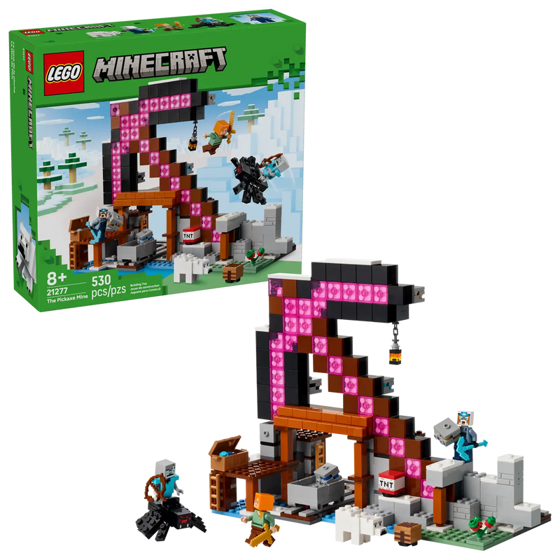 Set LEGO® Minecraft™ La Mina del Pico (21277) con mina en forma de pico y minifiguras.
