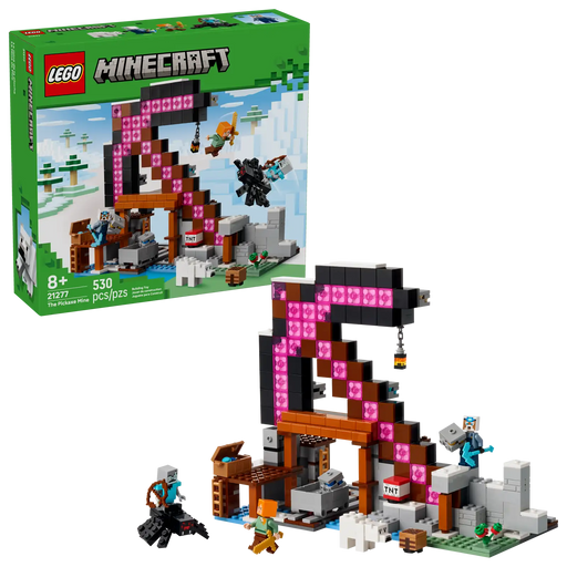 Set LEGO® Minecraft™ La Mina del Pico (21277) con mina en forma de pico y minifiguras.