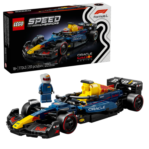 Set completo LEGO 77243 Speed Champions con caja oficial, coche Red Bull RB20 y piloto incluido