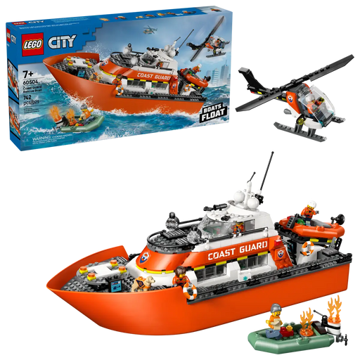 Set completo LEGO Coast Guard barco flotante helicóptero 2 lanchas
