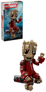 Set completo LEGO Marvel 76341 con caja Guardianes Galaxia, Groot construido 25cm y detonador botones
