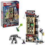 Set completo LEGO Marvel 76342 con caja, Daily Bugle construido, minifiguras, meca y accesorios
