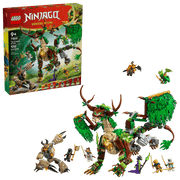 Set completo LEGO Ninjago 71859 con caja, dragón verde construido, meca articulado y 8 minifiguras
