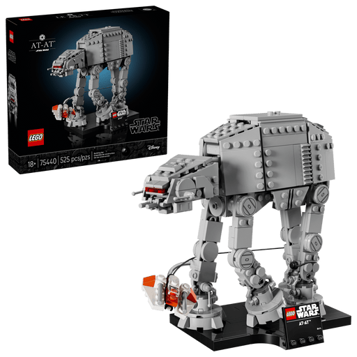 Set completo LEGO Star Wars 75440 con caja, AT-AT construido, speeder nieve y base exposición Imperio
