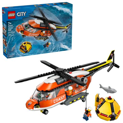 Set completo LEGO guardacostas helicóptero cabrestante cápsula rescate

