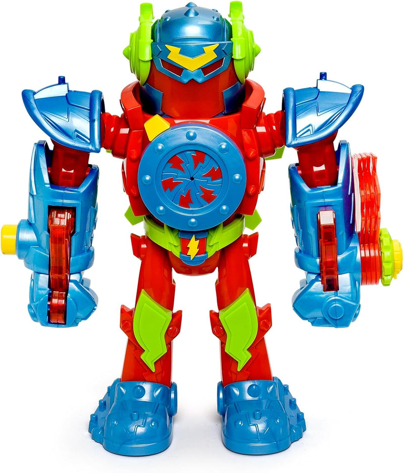 Set completo SuperThings Titan Fury con robot gigante articulado, figuras de pilotos SuperThings, proyectiles, armas intercambiables y accesorios de combate, código EAN 8431618043837
