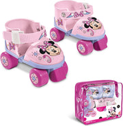 Set completo con patines, rodilleras y coderas de Minnie Mouse en tonos rosa y lavanda con diseño “I am awesome!”
