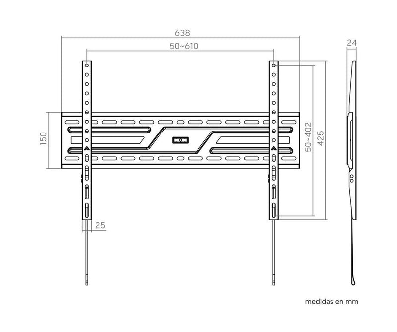 Sistema de montaje VESA universal del soporte Genium GSPF86 compatible con estándares 200x200 a 800x400mm

