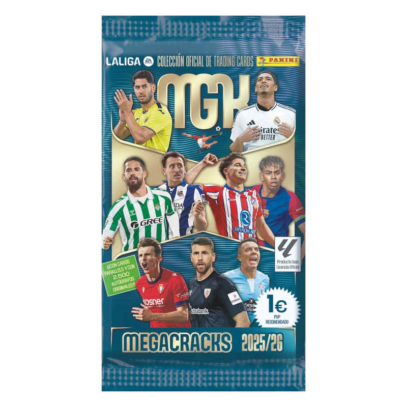 Sobre individual Panini MEGACRACKS 2025/26 Trading Cards LaLiga con 6 cartas coleccionables
