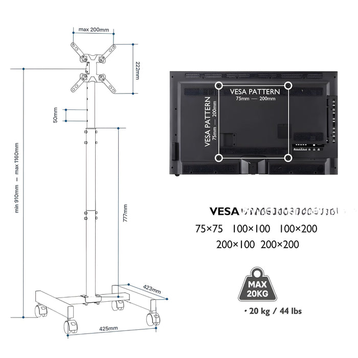 Soporte Universal de suelo para televisores hasta 43" (TC002)