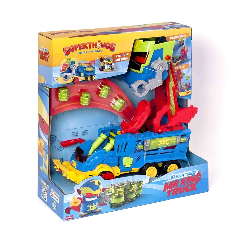 SuperThings Kazoom Power Mr. King Truck con lanzador, catapulta y figuras exclusivas.
