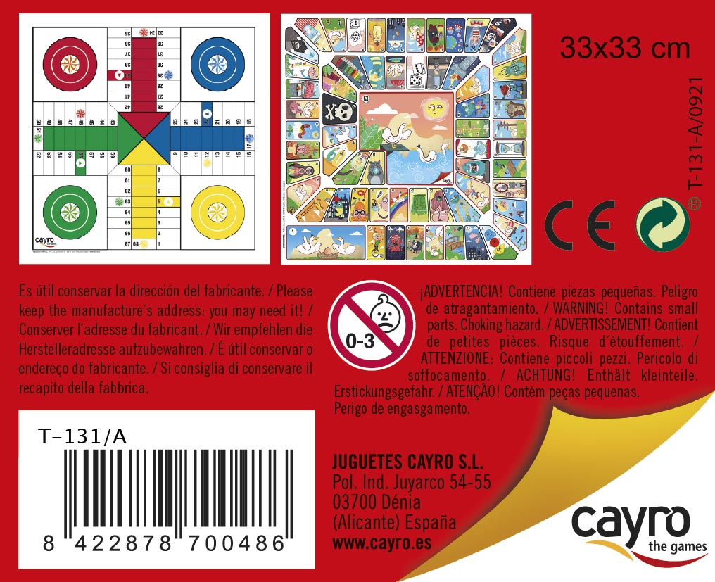 Tablero Parchís – Oca Madera con Accesorios . 33x33 cm Cayro, imagen 3