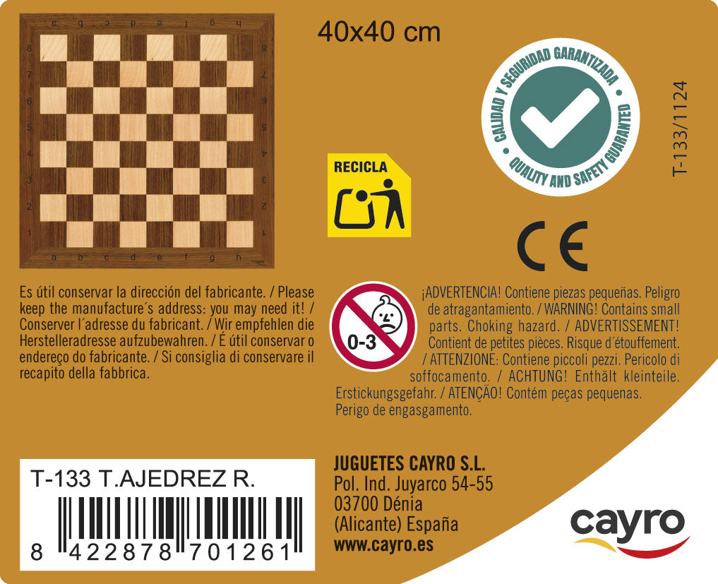 Tablero Ajedrez Madera 40x40 cm Cayro, imagen 3