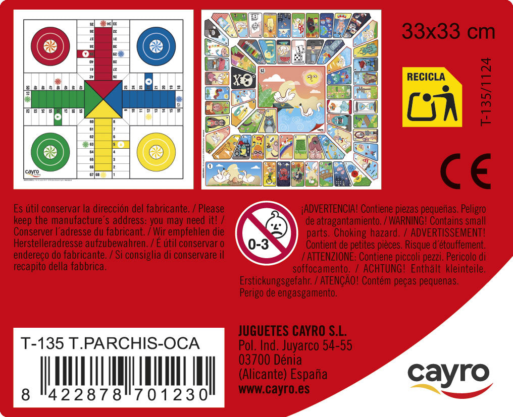 Tablero Parchís-oca Madera 33x33 cm Cayro, imagen 3