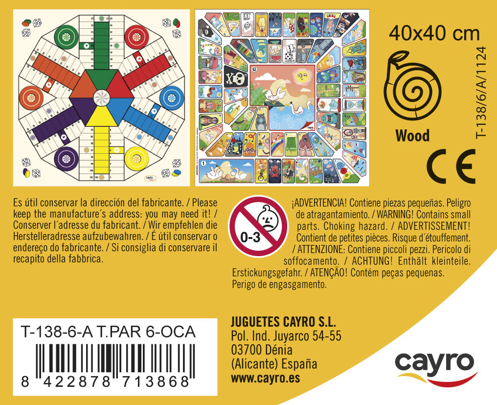 Tab. Parchís 6 – Oca Mad. con Accesorios . 40x40 cm Cayro, imagen 3