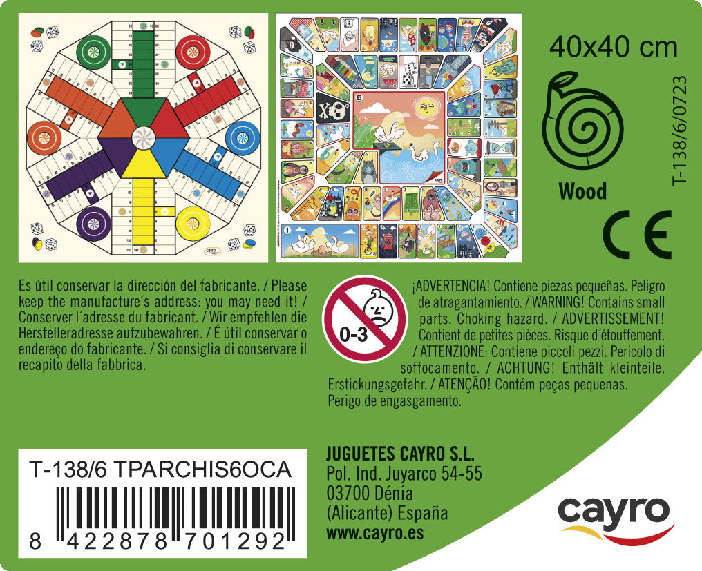 Tablero Parchís 6 Jugadores – Oca Madera 40x40 cm Cayro, imagen 3