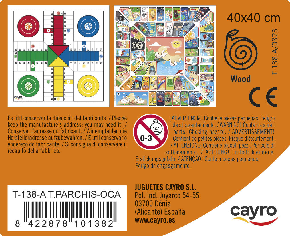 Tab. Parchís – Oca Madera con Accesorios . 40x40 cm Cayro, imagen 3