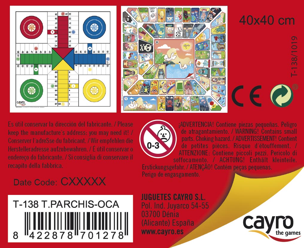 Tablero Parchís-oca Madera 40x40 cm Cayro, imagen 3