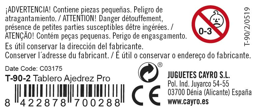 Tablero Ajedrez Profesional Plástico 45x45 cm Cayro, imagen 2