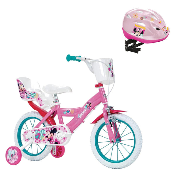 Pack Pack Bicicleta 14'' Minnie Mouse + Casco a Juego: bicicleta y casco a juego