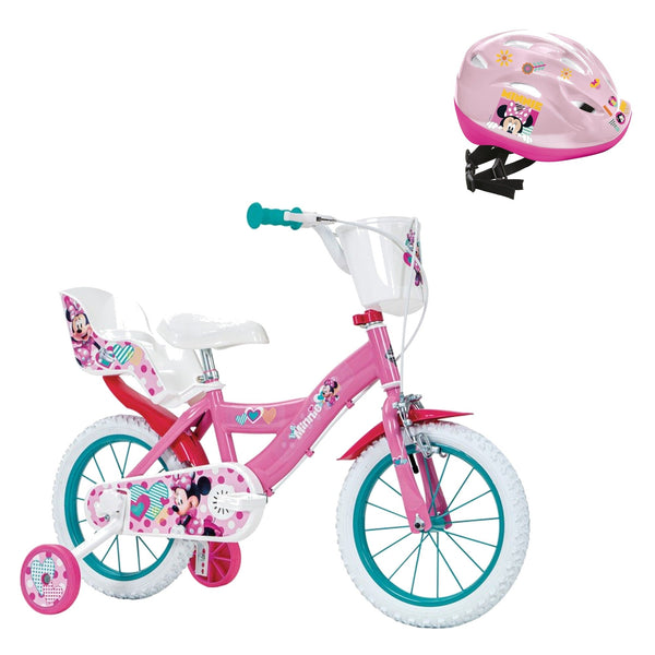 Pack Pack Bicicleta 14'' Minnie Mouse + Casco a Juego: bicicleta y casco a juego