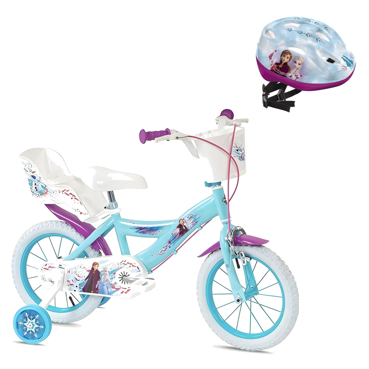 Pack Pack Bicicleta 14'' Frozen II + Casco a Juego: bicicleta y casco a juego