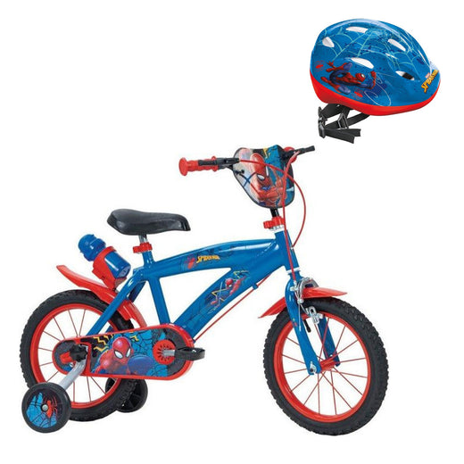 Pack Bicicleta Huffy Spiderman de 14" de Toimsa (ref. 14874) con casco infantil Spiderman de Mondo (ref. 28619)