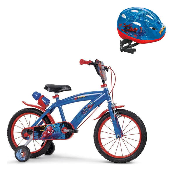 Pack Bicicleta Spiderman de 16" de Toimsa (ref. 16874) con casco infantil Spiderman de Mondo (ref. 28619)