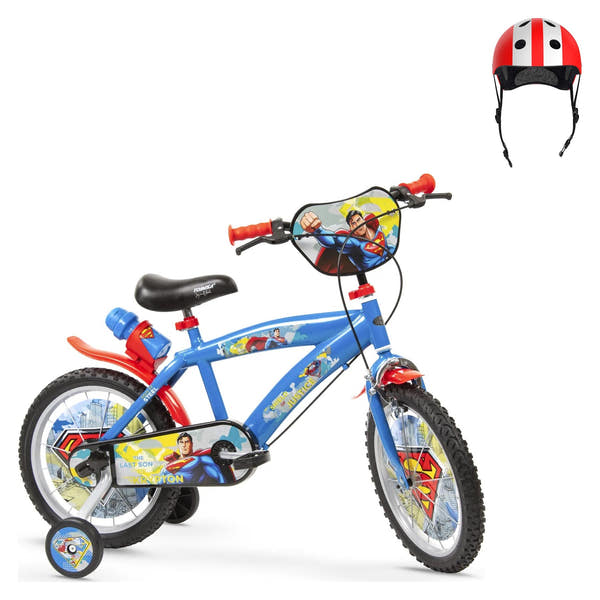 Pack Bicicleta 16'' Superman + Casco Infantil - Toimsa: bicicleta y casco
