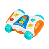 Prismáticos infantiles Toy Planet 20979 en blanco, naranja y turquesa con botones A, B, C, D y rodillos de colores