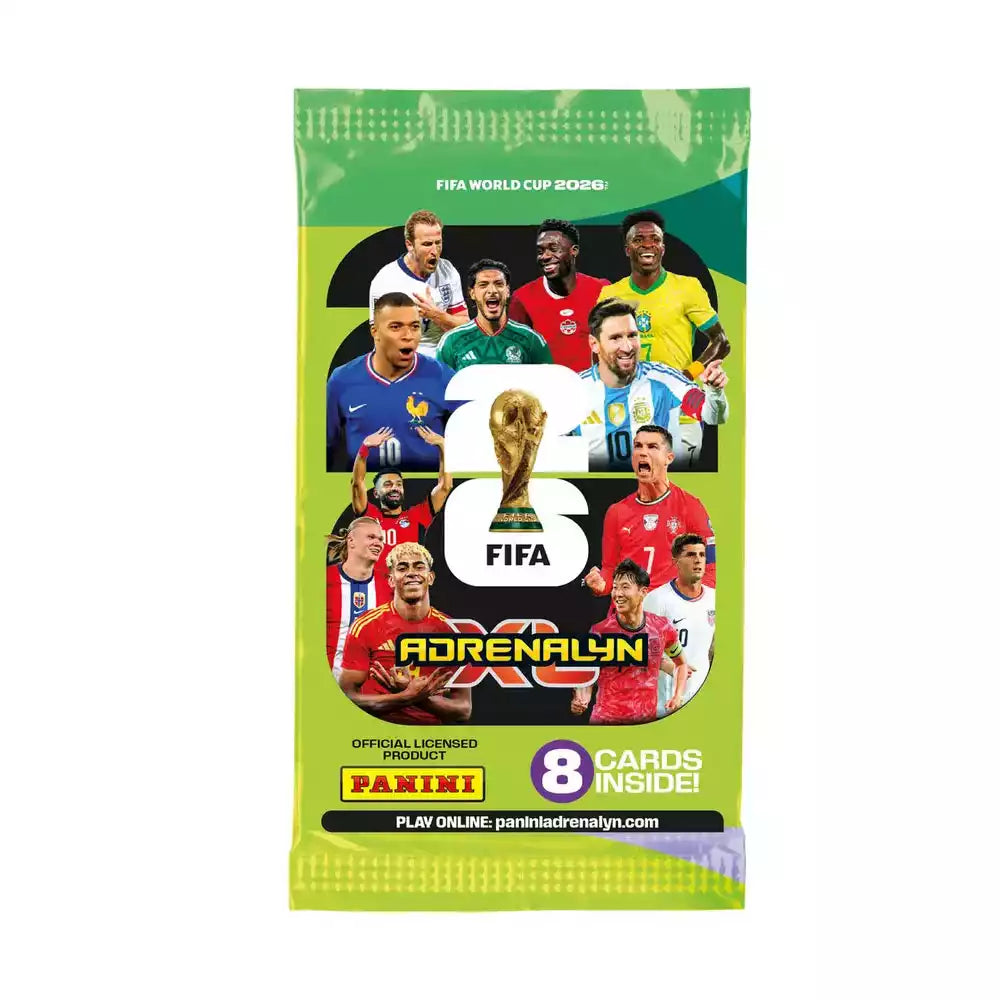 Panini FIFA World Cup 2026 TCG - sobre oficial con 8 trading cards rigidas del Mundial 2026 - vista principal