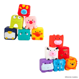 Cubes de bain Toy Planet avec animaux : deux sets assortis empilés, l’un marin, l’autre jungle et ferme
