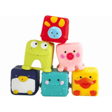 Set de bain Toy Planet de 6 cubes animaux empilés en pyramide : pingouin, grenouille, pieuvre, canard et plus