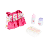 Bolsito de accesorios para muñeca Toy Planet – modelo floral con biberón