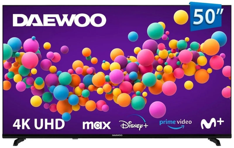 TV Daewoo 50DM56UV de 50 pulgadas con tecnología UHD 4K, Smart TV integrada, HDR10 y conectividad WiFi, ideal para entretenimiento doméstico con calidad de imagen superior

