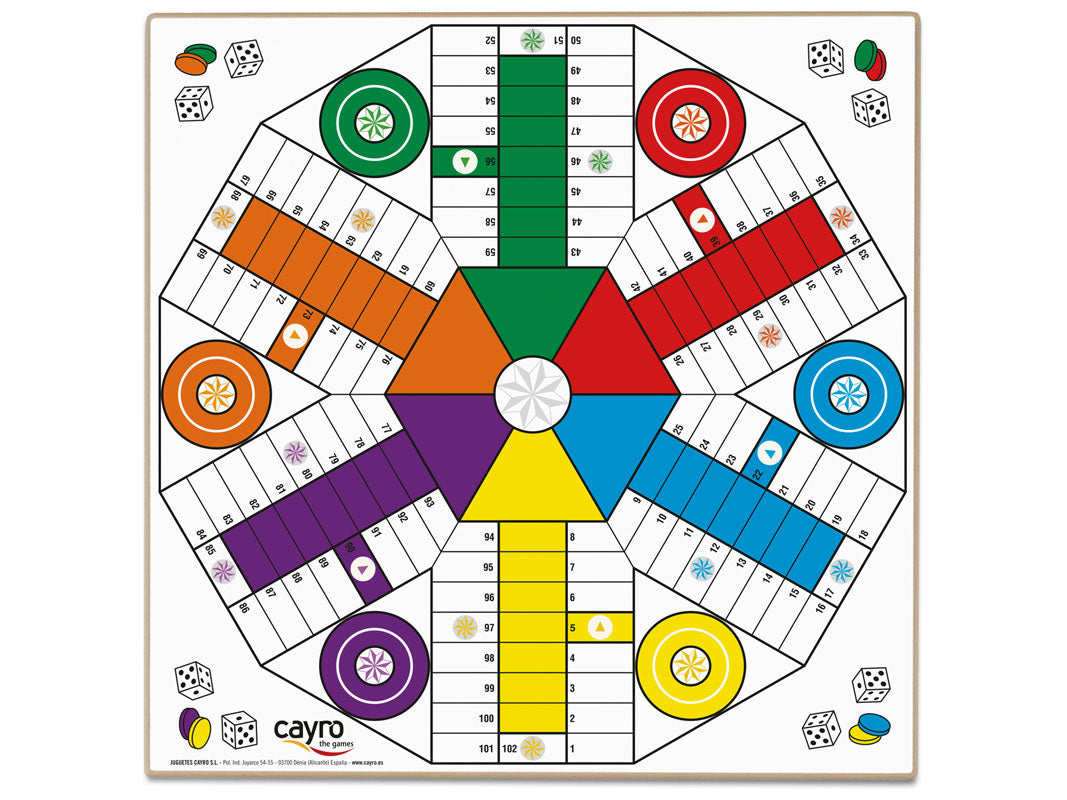 Tablero Parchís 6 Jugadores – Oca Madera 40x40 cm Cayro