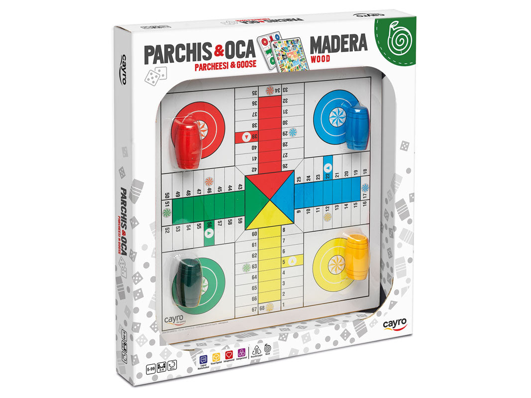 Tablero Parchís/oca con Accesorios de Madera Cayro