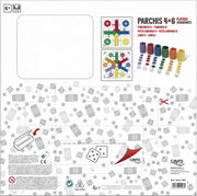 Tablero de parchís Cayro 096 mostrando configuración para 4 y 6 jugadores
