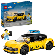 Taxi Amarillo LEGO City 60487 con maletero capó y techo extraíbles vista completa
