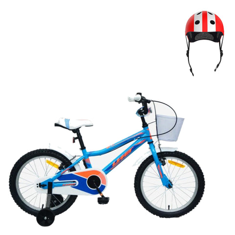 Pack Bicicleta 18'' Romina Azul y Naranja + Casco Infantil - UMIT