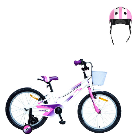Pack Bicicleta 20'' Calypso Blanco y Rosa + Casco Infantil - UMIT